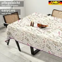 ANRO Tafelkleed Geweven structuur Beige 400x140cm Met sierband Afwasbaar Waterafstotend