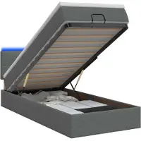 vidaXL Ottomanbed met matras en LED-verlichting, donkergrijs, 80 x 200 cm, stof