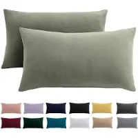 Famanu – Kussensloop set van 2, hoofdkussenslopen van 40 x 60 cm in saliegroen, 100% microvezel
