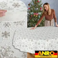 ANRO Tafelkleed Sneeuwvlokken Meerkleurig Ovaal 180x140cm Rechte rand Afwasbaar Waterafstotend