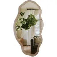Tulup Vergeeld Grijs Spiegel - Grijs Rechthoekige Spiegel Voor Interieur - Organische Spiegel - Slaapkamer, Woonkamer, Kantoor - Minimalistisch - 45x90 cm - Totale afmeting 52x97 cm