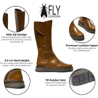 Fly london Dames Tan Leren High Pull On lange laarzen - RHEA042