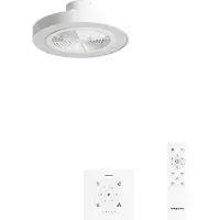 Create - Stille plafondventilator 40W Ø50 cm met verborgen bladen en LED-verlichting - S - Met licht - Controller voor wandmontage - WIND CLEAR EASY