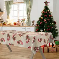 ANRO Tafelkleed Kerstballen Beige 400x140cm Rechte rand Afwasbaar Waterafstotend Binnen & Buiten