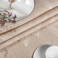 ANRO Tafelkleed Japanse stijl Beige Ovaal 240x140cm Met sierband Afwasbaar Waterafstotend