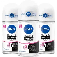 Nivea 3x Deodorant Roller Black & White Invisible 50 ml