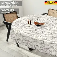ANRO Tafelkleed Effen structuur Beige Ovaal 200x140cm Met sierband Afwasbaar Waterafstotend