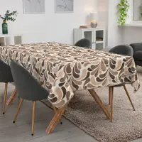 ANRO Tafelkleed Beige druppels 240x140cm Met sierband Afwasbaar Waterafstotend Binnen & Buiten