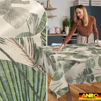 ANRO Tafelkleed Bloemenornamenten Beige 140x120cm Rechte rand Afwasbaar Waterafstotend