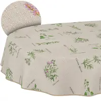 ANRO Tafelkleed Kruiden Beige Ovaal 220x140cm Met sierband Afwasbaar Waterafstotend