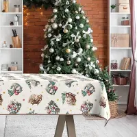 ANRO Tafelkleed Kerstman Groen 240x140cm Met sierband Afwasbaar Waterafstotend Binnen & Buiten