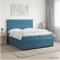 vidaXL Boxspringbed met matras Blauw 200 x 200 cm Fluweel
