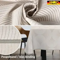ANRO Tafelkleed Grijze cirkels Beige 180x100cm Met sierband Afwasbaar Waterafstotend Binnen & Buiten