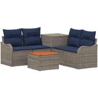 vidaXL Bankstel 6 st Grijs en Marineblauw 55 x 55 x 37 cm