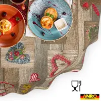 ANRO Tafelkleed Harten Bruin Ovaal 260x140cm Rechte rand Afwasbaar Waterafstotend Binnen & Buiten