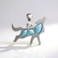Cavill - Zilveren hanger - 925 Sterling Zilver Rhodium - Natuurlijke Larimar 0,92 ct - Modern Blauw-Groene Cabochon - Dominicaanse Republiek