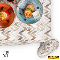 ANRO Tafelkleed Zigzag Bruin 140x120cm Rechte rand Afwasbaar Waterafstotend Binnen & Buiten