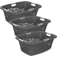 Rotho Flowers wasmand - set van 3 - 50 ltr - antraciet