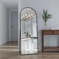Famanu – Body spiegel met boog, wandspiegel van 162 x 53 cm met aluminium frame, grote full-body spiegel voor slaapkamer