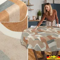 ANRO Tafelkleed Bloemenpatroon Beige Rond Ø100cm Rechte rand Afwasbaar Waterafstotend