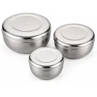 Jeemsie RVS Lunchbakjes Set met Deksel – 3 Delige Bewaarbakjes van RVS 304 – Herbruikbare Vershoudbakjes – Lunchbox Set – 170 ml, 320 ml & 420 ml