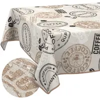 ANRO Tafelkleed Koffie Bruin 280x140cm Met sierband Afwasbaar Waterafstotend Binnen & Buiten
