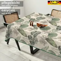 ANRO Tafelkleed Bloemenornamenten Beige 180x120cm Met sierband Afwasbaar Waterafstotend
