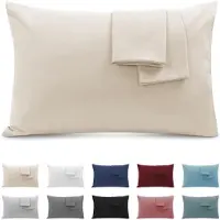 Famanu – Kussenslopen voor tweepersoonsbed van 40x70 cm, set van 2, premium microvezel 110GSM, zacht en ademend in beige
