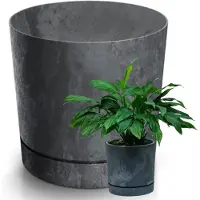 Prosperplast Beton Look Pot 35cm met Schotel - Grijs - Duurzaam Kunststof