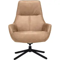 Pronto Wonen Draaifauteuil Vaneze - Bruin - Microleder - 4-teens voet/4 Poten/Draaivoet -