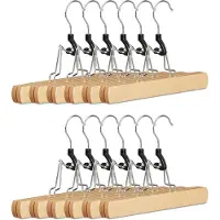 Famanu – Houten broekhangers set van 12 stuks met 360° draaibare haak en vilt, : 17x25x2,3 cm, kledinghangers voor broeken, naturel