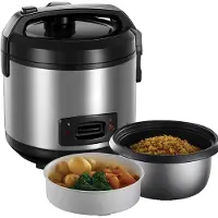 Tyr Rijstkoker -Capaciteit 1.2 Liter - Rijstkoker met Keramische Binnenpan - Multifunctioneel - Zilver/Zwart - 18cm x 28cm x 23cm