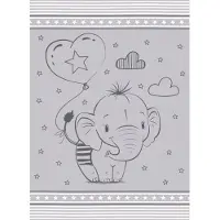 Detexpol Zachte Katoenen Kinderdeken 80x110cm - Grijs met Olifantje