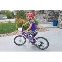 Sportown Kinderfietsmand Voorop - 12-20 inch - Fuxia met Kleurrijke Bloemen