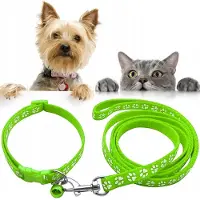 Reverse Honden- en Kattenlijn met Halsband en Belletje - Set