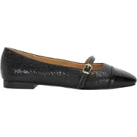 Dune London Dames Lo Hibiski Slangenpatroon Flat Mary Janes (Zwart)