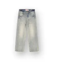 Vingino Gino label relaxed fit straight leg jeans - lichtblauw Jongens Denim - maat 152