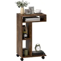 HOMCOM bijzettafel - tafel - 40B x 30T x 69H cm - rustiek bruin