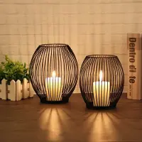 Famanu – Kandelaars, decoratie, 2 stuks, 14 x 15,5 cm en 16 x 18 cm, kaars, theelichthouder, decoratie, tafel