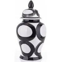 Artpol Keramische Amfora met Deksel - Modern Zwart-Wit Design (47cm)