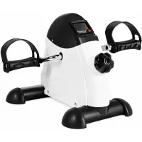 BSS Stoelfiets Mini Oefenfiets – Pedaaltrainer voor Benen en Armen – Draagbare Fitnessfiets – Compacte Hometrainer voor Thuis en Kantoor – Beentrainer - Wit/Zwart