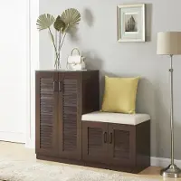 Famanu – Schoenenkast Løten met 9 legplanken en 4 geventileerde deuren, wengé, afmetingen 97x120x36 cm