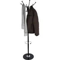 Famanu – Staande kapstok met marmeren voet, 16 haken, zwart, 176,5 x 36,5 x 36,5 cm, ideaal voor het organiseren van jassen en accessoires