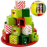 Famanu – Herbruikbare adventskalender, cadeauberg met 24 deuren om te vullen, perfect voor kerstversiering en DIY-projecten