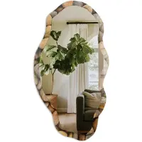 Tulup Mozaïek Van Steen Spiegel - Bruin Rechthoekige Spiegel Voor Interieur - Organische Spiegel - Badkamer, Woonkamer, Hal - Minimalistisch - 45x90 cm - Totale afmeting 52x97 cm
