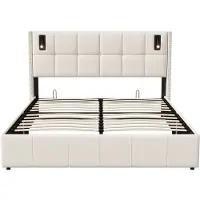 Happiq Opbergbed 140 X 200 Cm Beige - met Lattenbodem