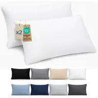 Famanu – Kussenslopen set van 2 stuks, 50 x 70 cm van microvezel met ritssluiting, wit