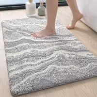 Famanu – Badmat 40 x 60 cm, antislip en waterabsorberend, extra zachte badkamermat voor badkamer, bad en douche, grijze kleur