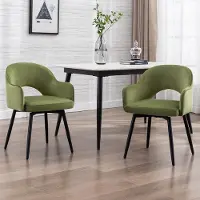 Laura Draaibare Eetkamerstoelen Set van 2 – Luxe Fluwelen Stoelen met Armleuningen – 360° Draaibaar – Ergonomisch Design – Groen – 53 x 57 x 78 cm –