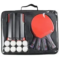 Aihontai Professionele tafeltennisbat - set van 4, bats, 8 ballen, draagbaar, rood
